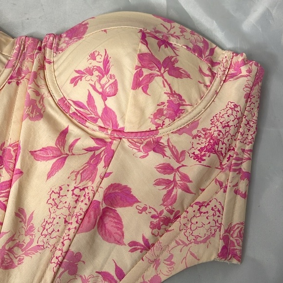 OLIVACEOUS Pauline Floral Boned Corset Top Pink Cream Push Up Padded Adjust S - Picture 4 of 15